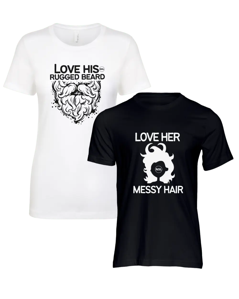 Rugged Beard/Messy Hair Couple T-Shirt|Couple T-shirt