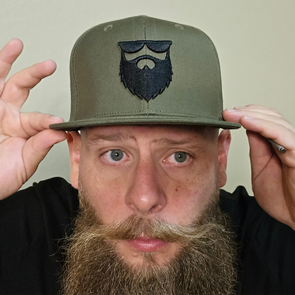 OG No Shave Life Beard Logo Stretch Fit Hat Army Green