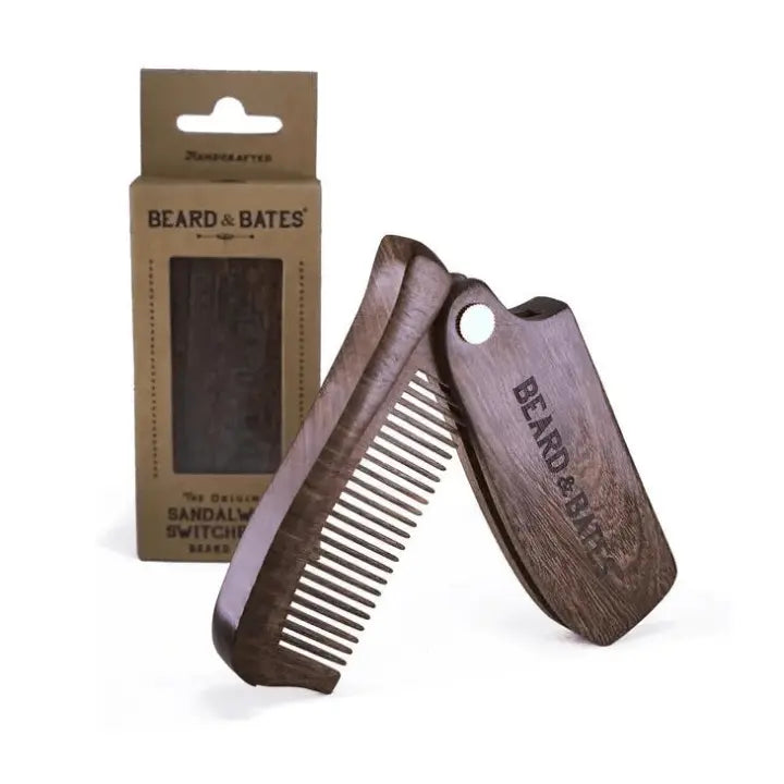 The Sandalwood Switchblade Comb - The Original Wooden Beard Comb-The s