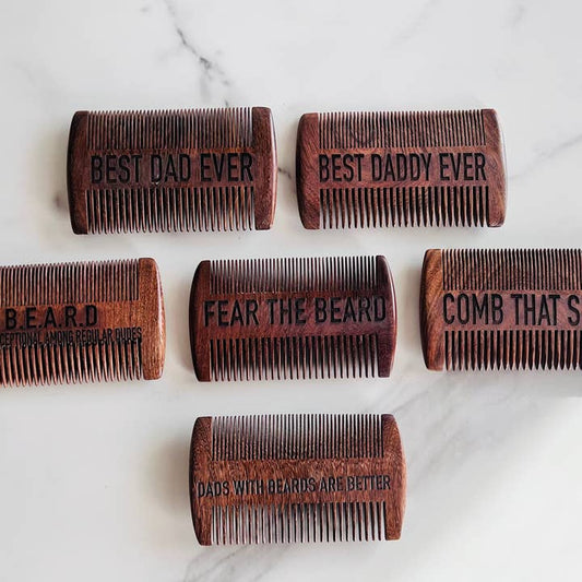 Engraved Wooden Beard Comb