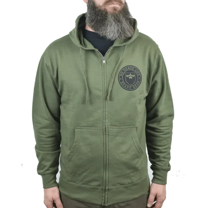 Beard Gear Army Green Zip Hoodie