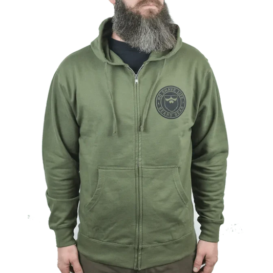 Beard Gear Army Green Zip Hoodie