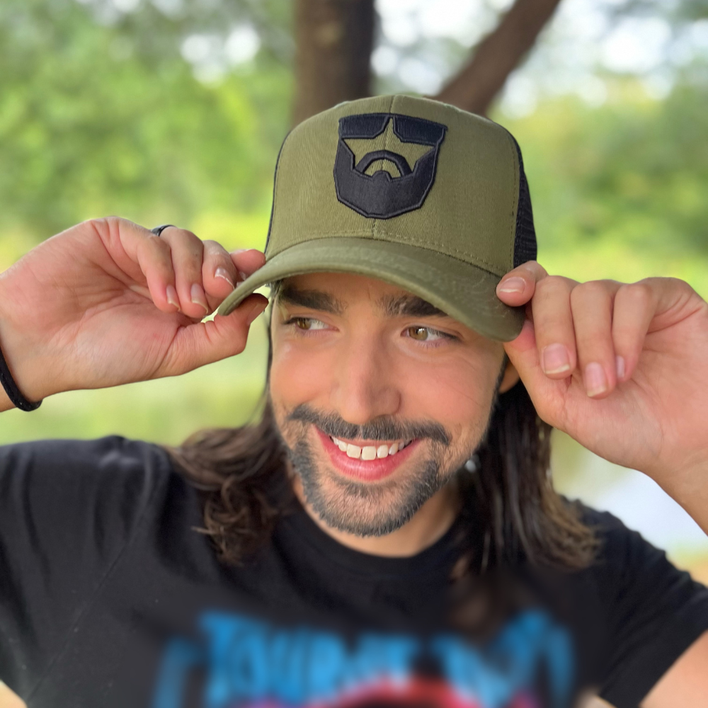 Tactical Bearded Man Trucker Hat - Army Green