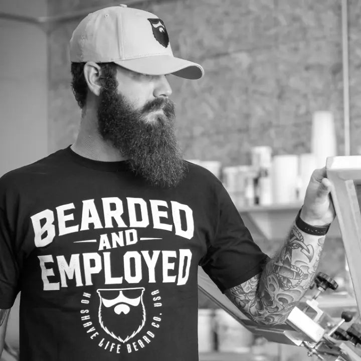 Bearded and Employed Black No Shave Life Men's T-Shirt Ink & Emblem