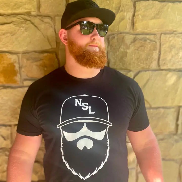 No Shave Life Beard League Men's T-Shirt Black Custom Logos