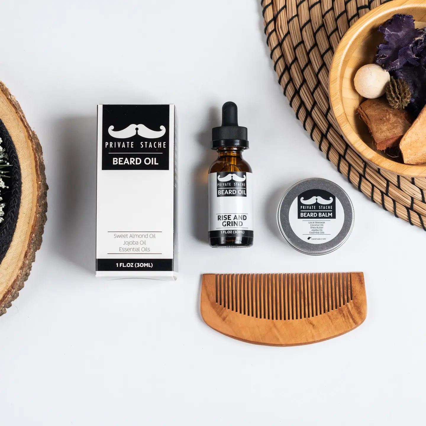 Rise and Grind Private Stache Beard Care Kit