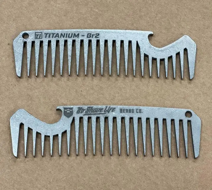 Titanium Beard Comb - Comb Your Beard & Drink A Beer - No Shave Life
