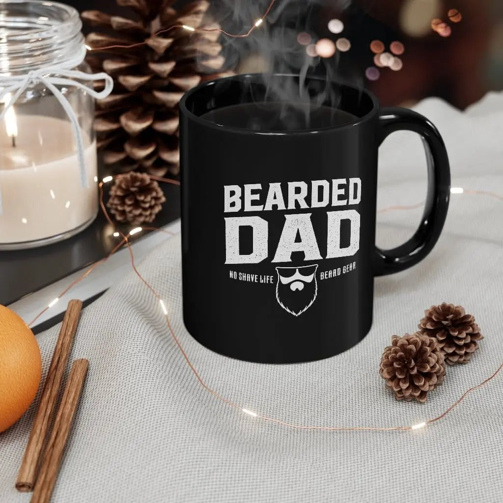 BEARDED DAD Black Ceramic Coffee Mug|Mug