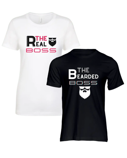 The Bearded Boss/The Real Boss Couple T-Shirt|Couple T-shirt