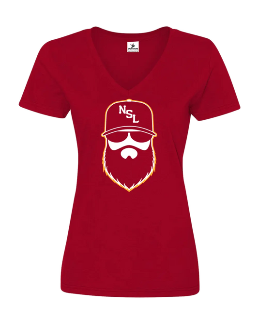 Washington Gridiron Red Ladies V-Neck Shirt|Ladies V-Neck