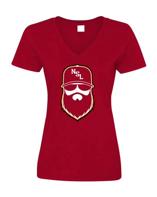 Tampa Bay Gridiron Red Ladies V-Neck Shirt|Ladies V-Neck