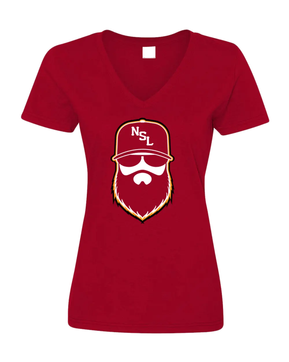 Tampa Bay Gridiron Red Ladies V-Neck Shirt|Ladies V-Neck