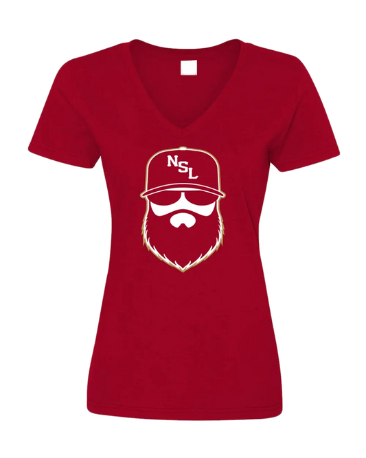 San Francisco Gridiron Red Ladies V-Neck Shirt|Ladies V-Neck