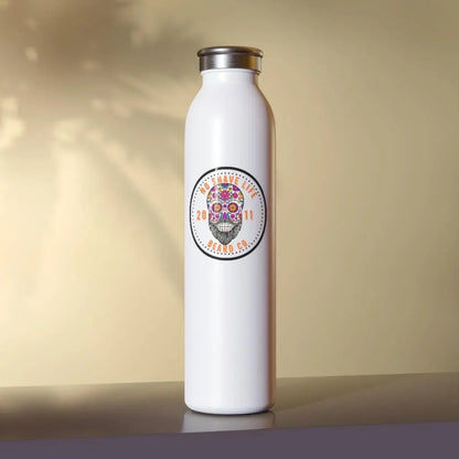 Bearded Sugar Skull White Slim Water Bottle|Tumblers