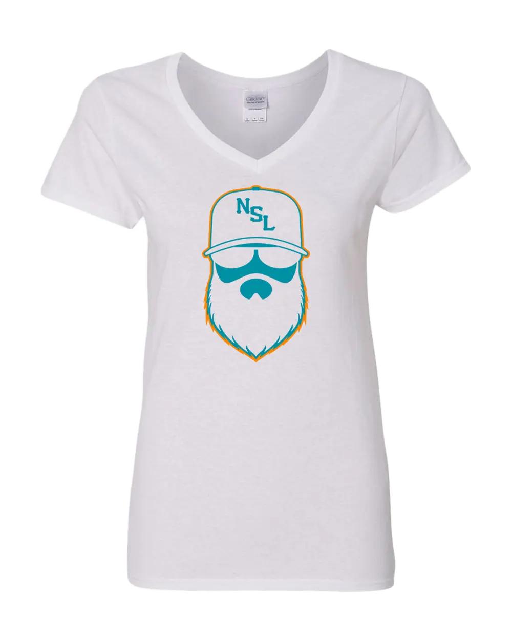 Miami Gridiron White Ladies V-Neck Shirt|Ladies V-Neck