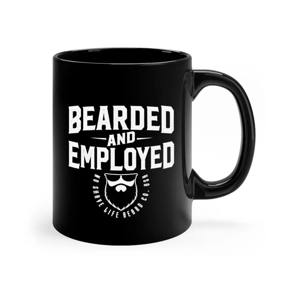 Bearded and Employed Black Ceramic Coffee Mug|Mug