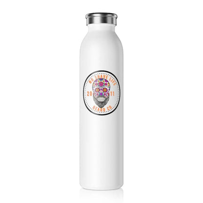 Bearded Sugar Skull White Slim Water Bottle|Tumblers