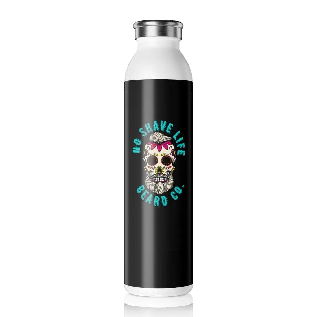 Bearded Sugar Skull Black Slim Water Bottle|Tumblers