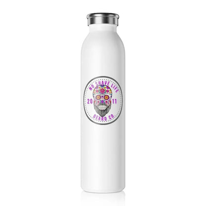 Bearded Sugar Skull White Slim Water Bottle|Tumblers