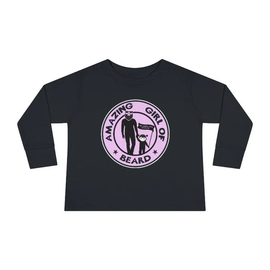 Amazing Girl of Beard Black Toddler Long Sleeve Shirt|Toddler Long Sleeve