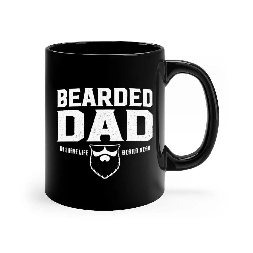 BEARDED DAD Black Ceramic Coffee Mug