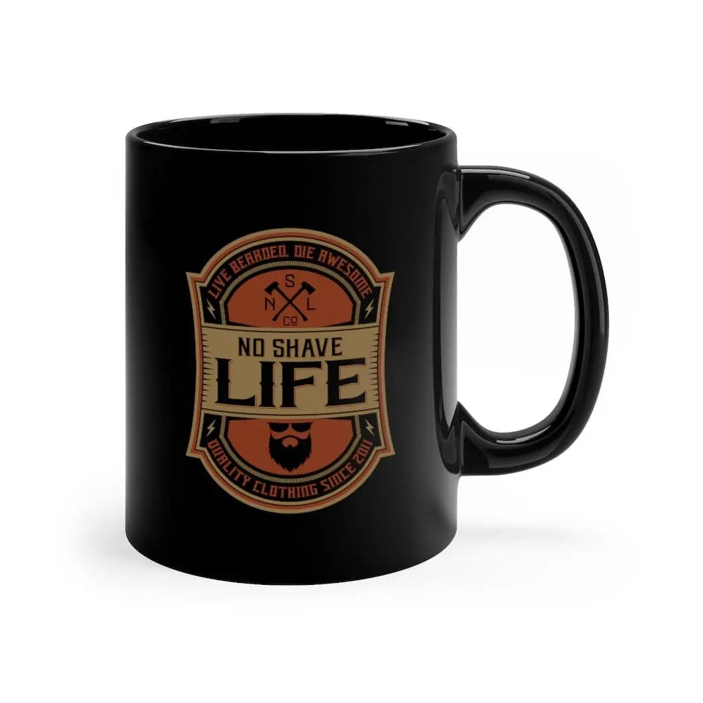 Live Bearded, Die Awesome Black Ceramic Coffee Mug