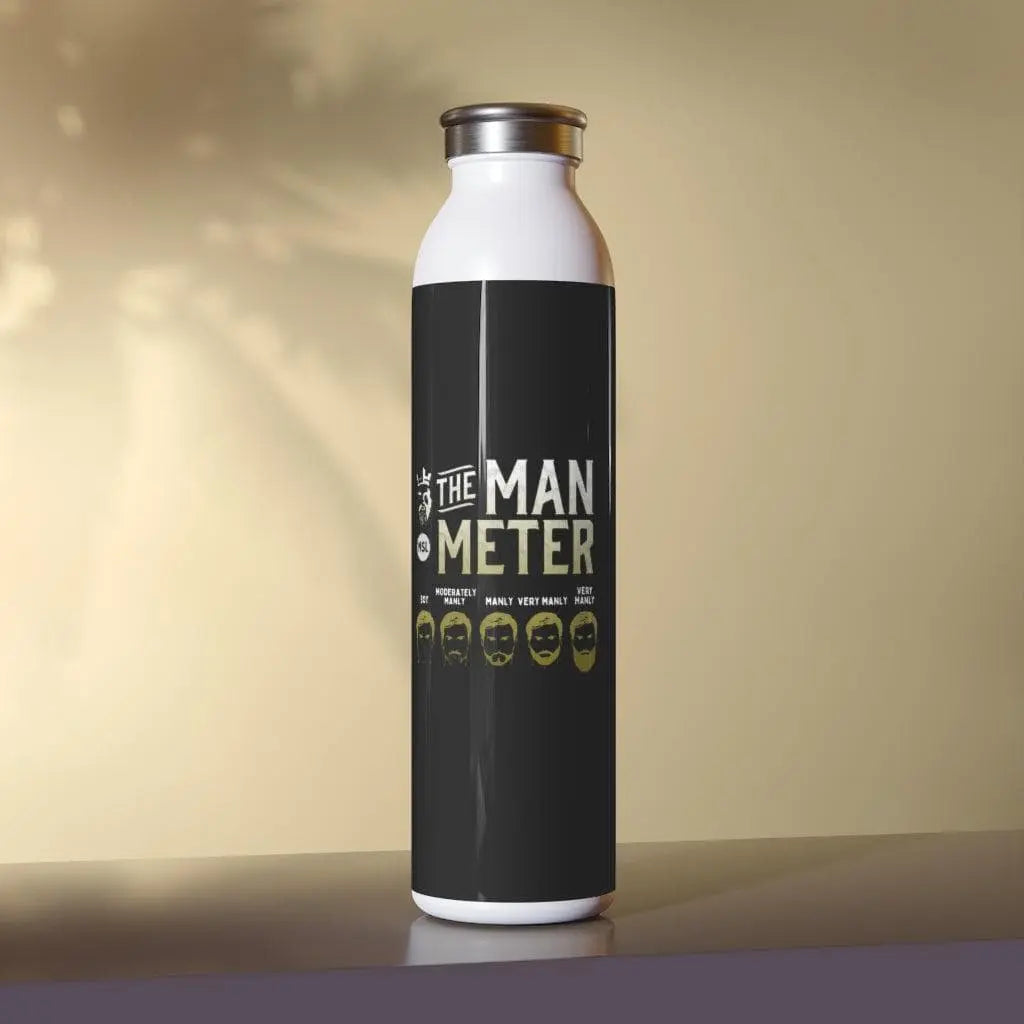 The Man Meter Black Slim Water Bottle|Tumblers