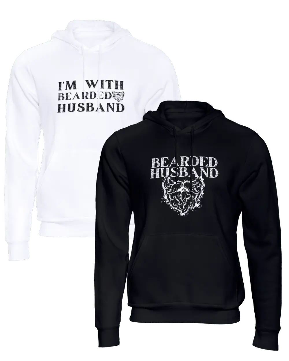 I'm With Bearded Husband/Bearded Husband Couple Hoodie|Couple Hoodies