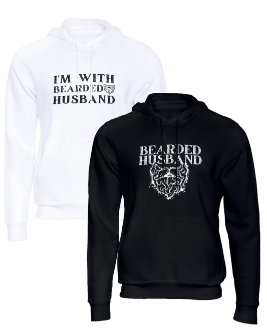 I'm With Bearded Husband/Bearded Husband Couple Hoodie|Couple Hoodies