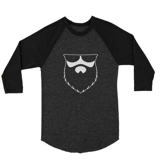 OG No Shave Life Beard Black x White Raglan 3/4 Shirt|T-Shirt