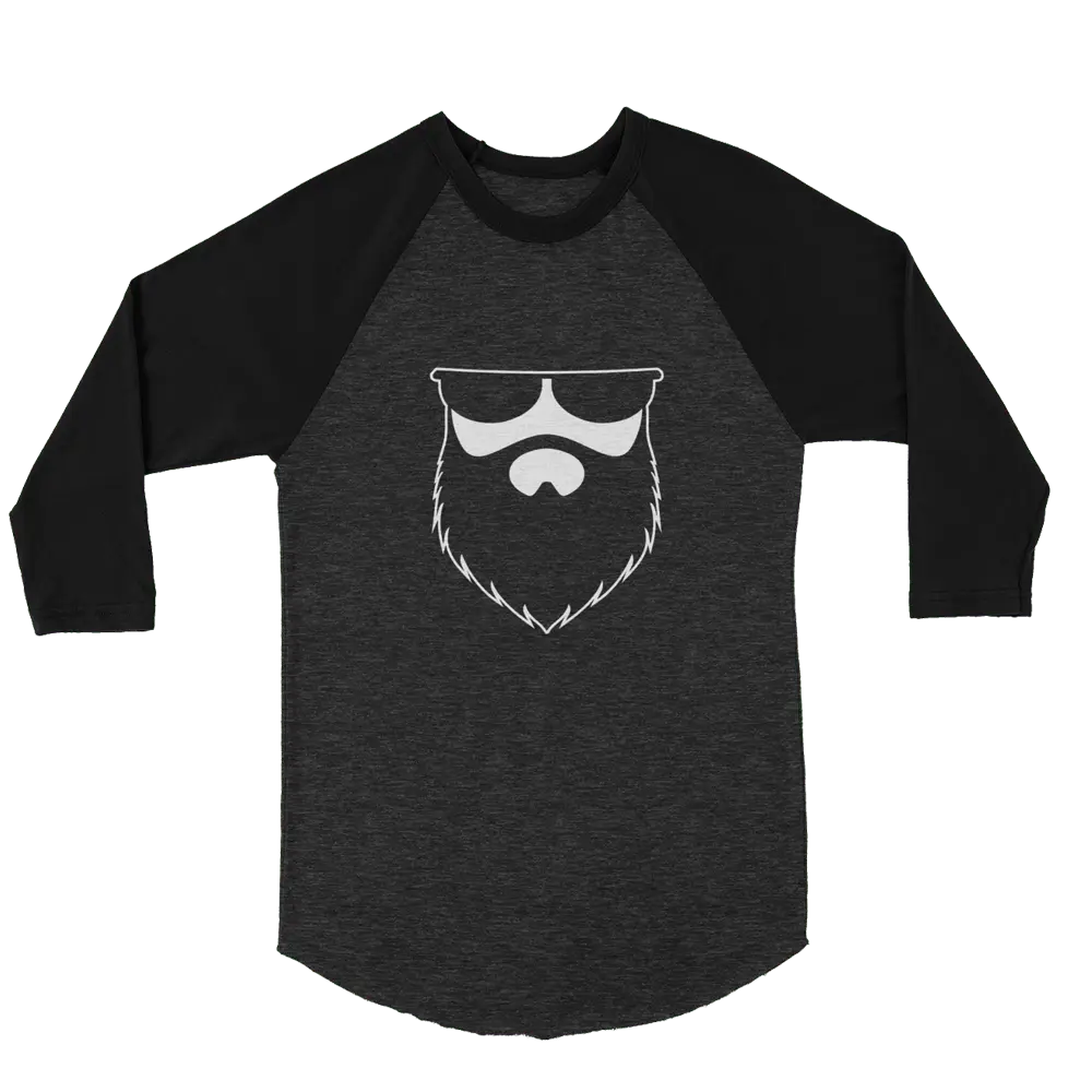 OG No Shave Life Beard Black x White Raglan 3/4 Shirt|T-Shirt