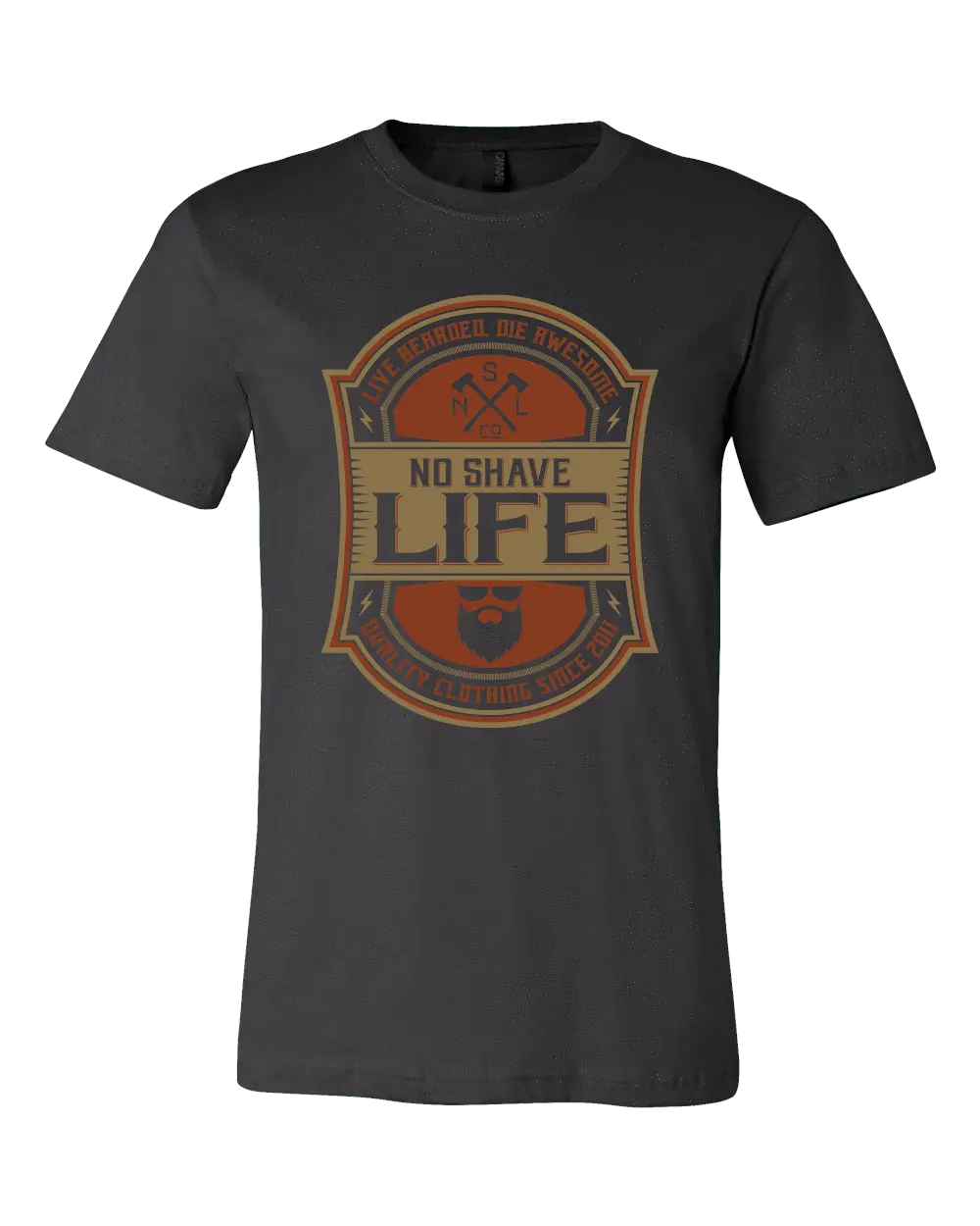Live Bearded Die Awesome Black T-Shirt