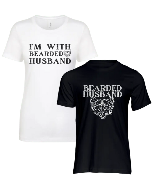 I'm With Bearded Husband/Bearded Husband Couple T-Shirt|Couple T-shirt