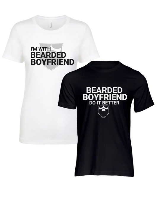 I'm With Bearded Boyfriend/Bearded Boyfriend Couple T-Shirt|Couple T-shirt