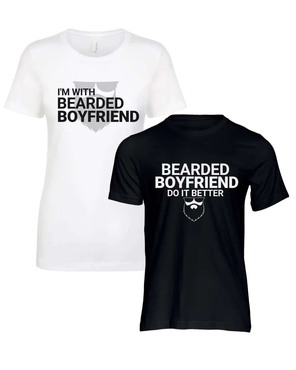 I'm With Bearded Boyfriend/Bearded Boyfriend Couple T-Shirt|Couple T-shirt
