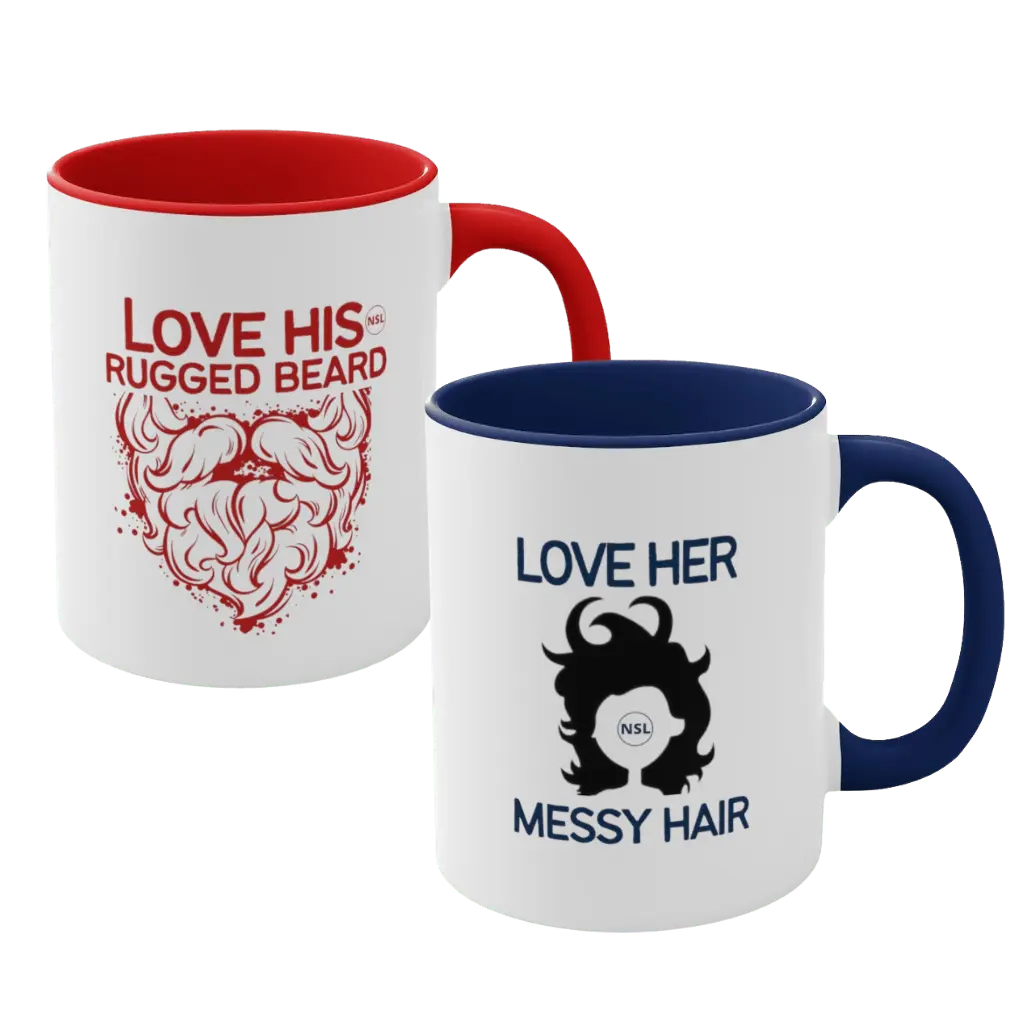 Rugged Beard/Messy Hair Beard Couple Mug|Couple Mugs