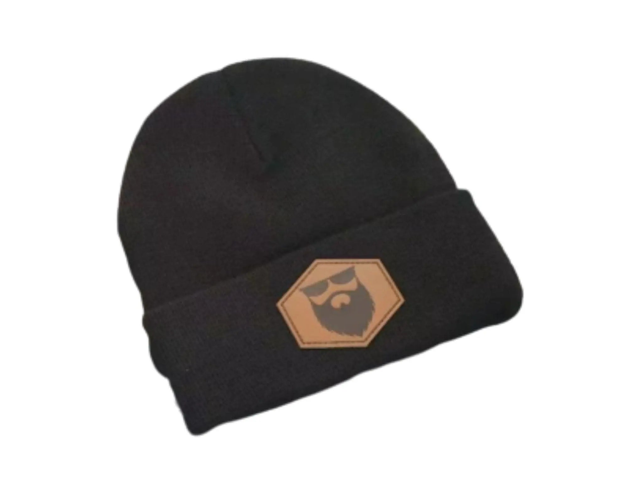Diamond Leather Patch Roll Up Beanie