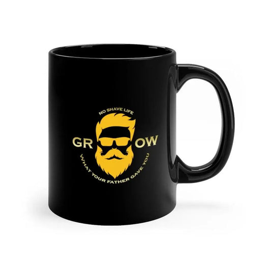 Grow A Beard Black Ceramic Coffee Mug|Mug