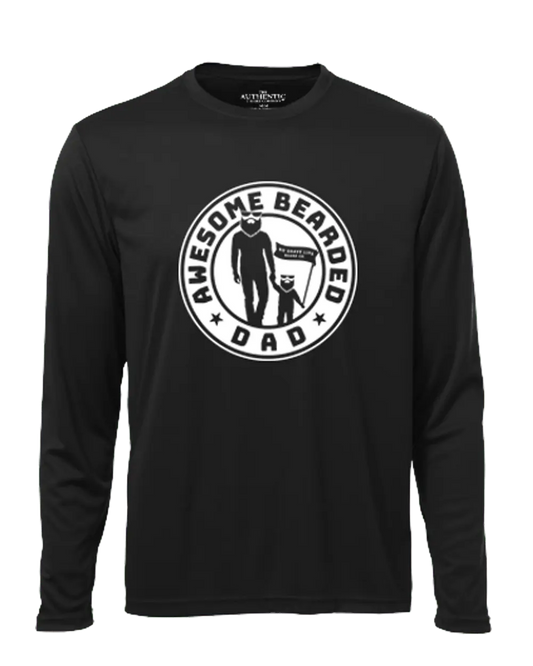 AWESOME BEARDED DAD Black Long Sleeve Shirt|Long Sleeve Shirt