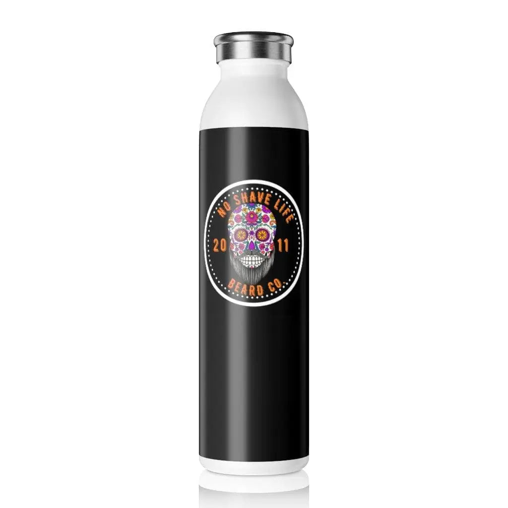 Bearded Sugar Skull Black Slim Water Bottle|Tumblers