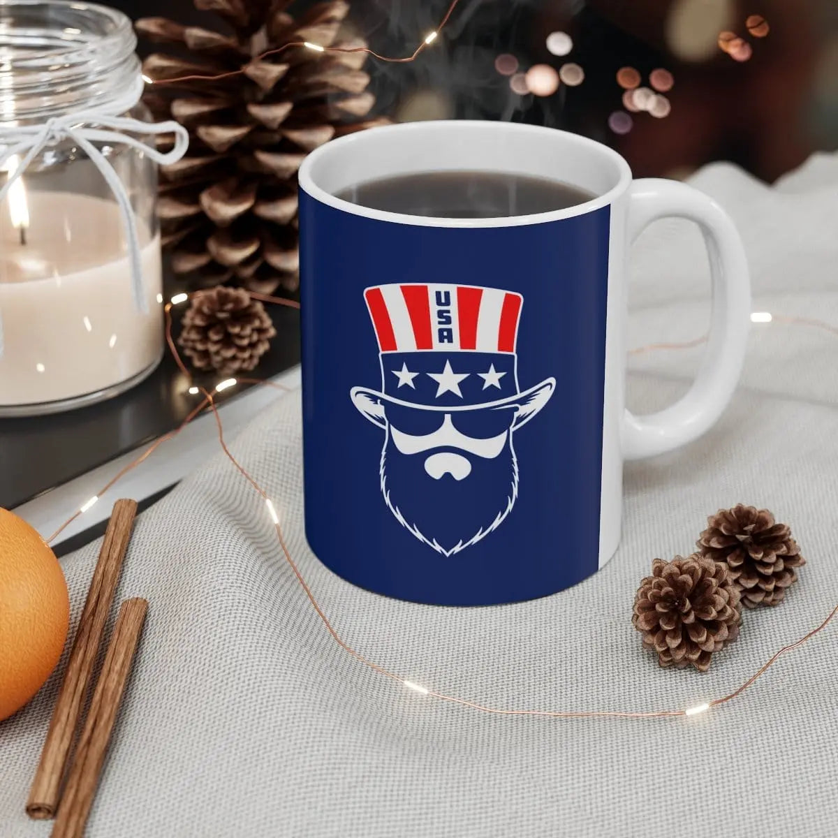 Bearded Patriot White Ceramic Coffee Mug|Mug