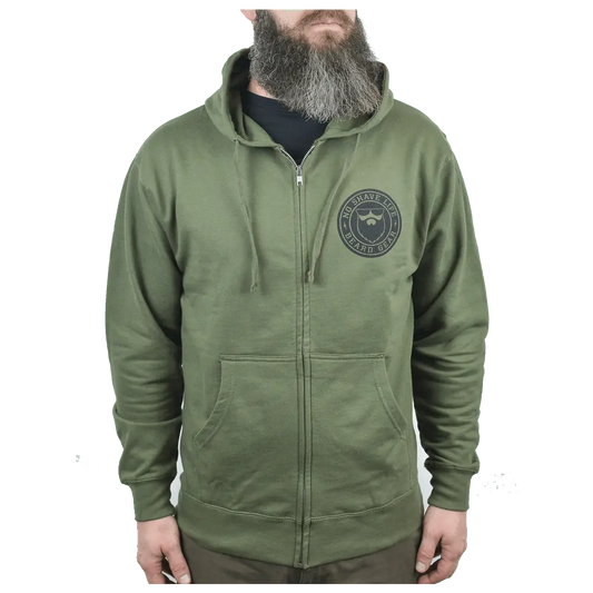 Beard Gear Army Green Zip Hoodie|Hoodie