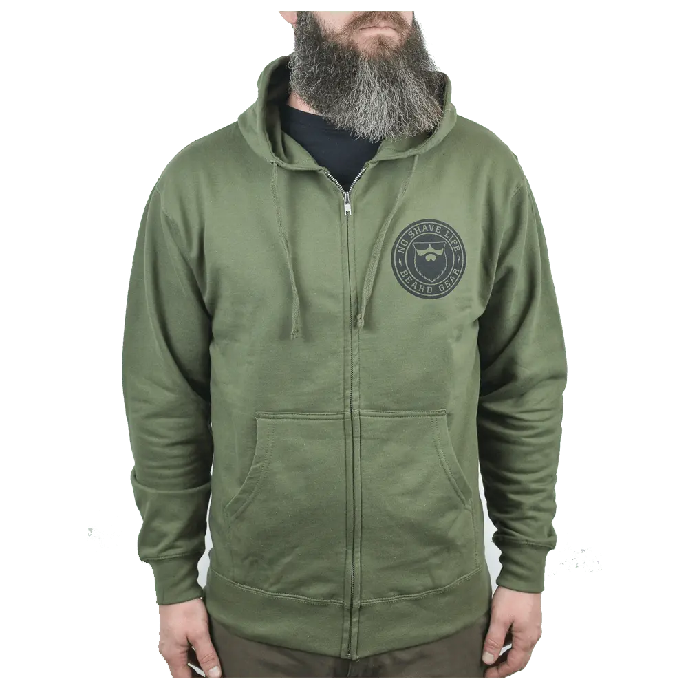 Beard Gear Army Green Zip Hoodie|Hoodie