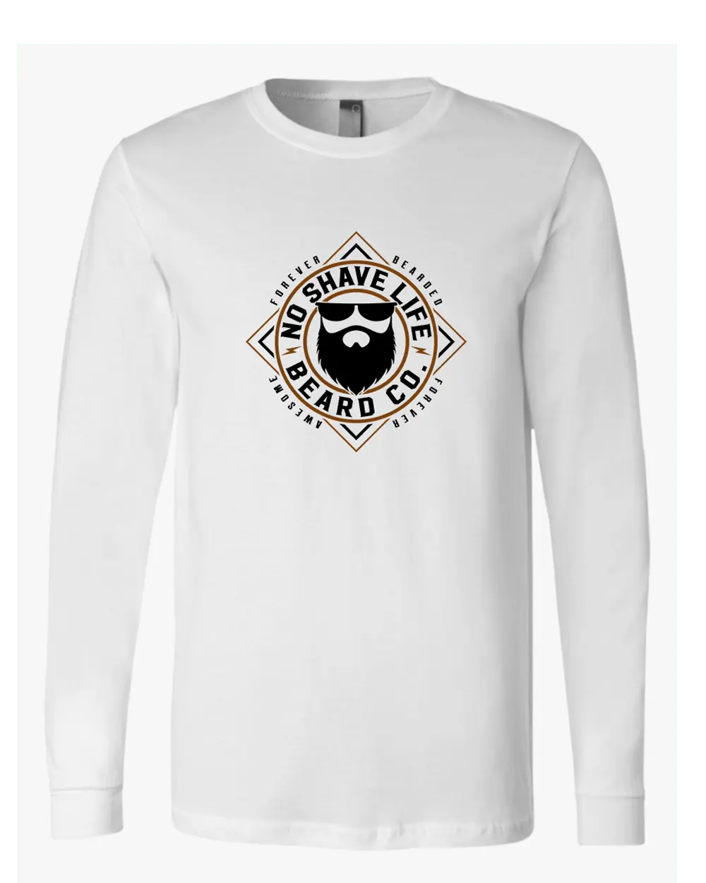 Forever Bearded NSL White Long Sleeve Shirt|Long Sleeve Shirt