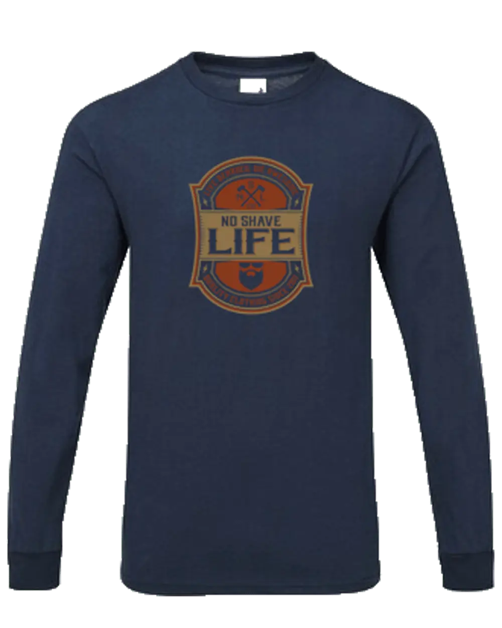 Live Bearded, Die Awesome Navy Blue Long Sleeve Shirt