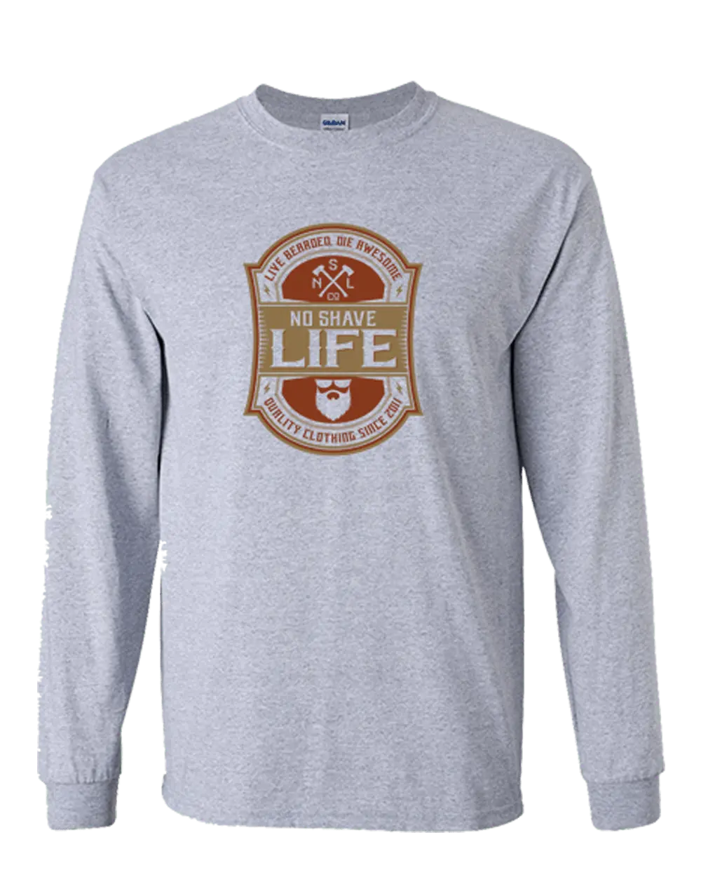 Live Bearded, Die Awesome Grey Long Sleeve Shirt