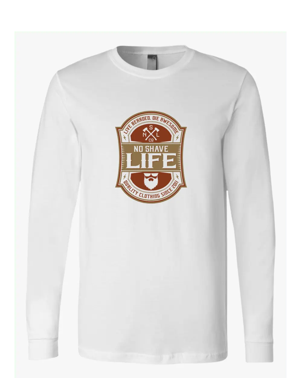 Live Bearded, Die Awesome White Long Sleeve Shirt