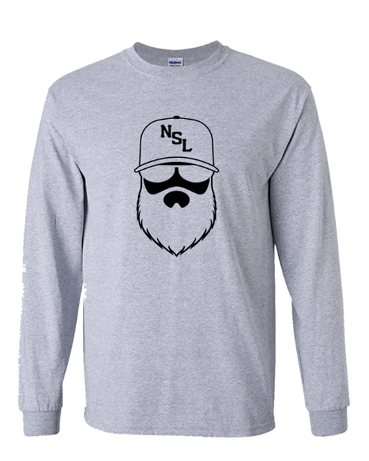 No Shave Life Beard League Grey Long Sleeve Shirt|Long Sleeve Shirt