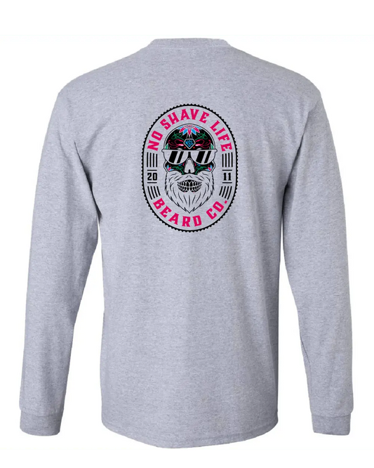 Sugar Skull Grey Long Sleeve Shirt|Long Sleeve Shirt