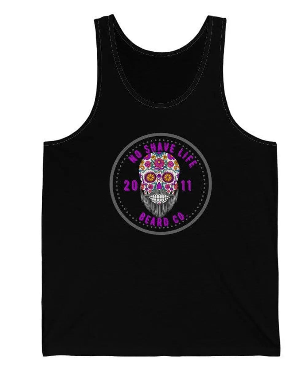 Bearded Sugar Skull Black Men's Tank Top|Mens Tank Top